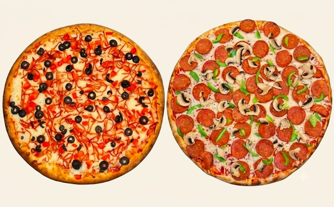 3 Large Pizzas + 2 Toppings Each